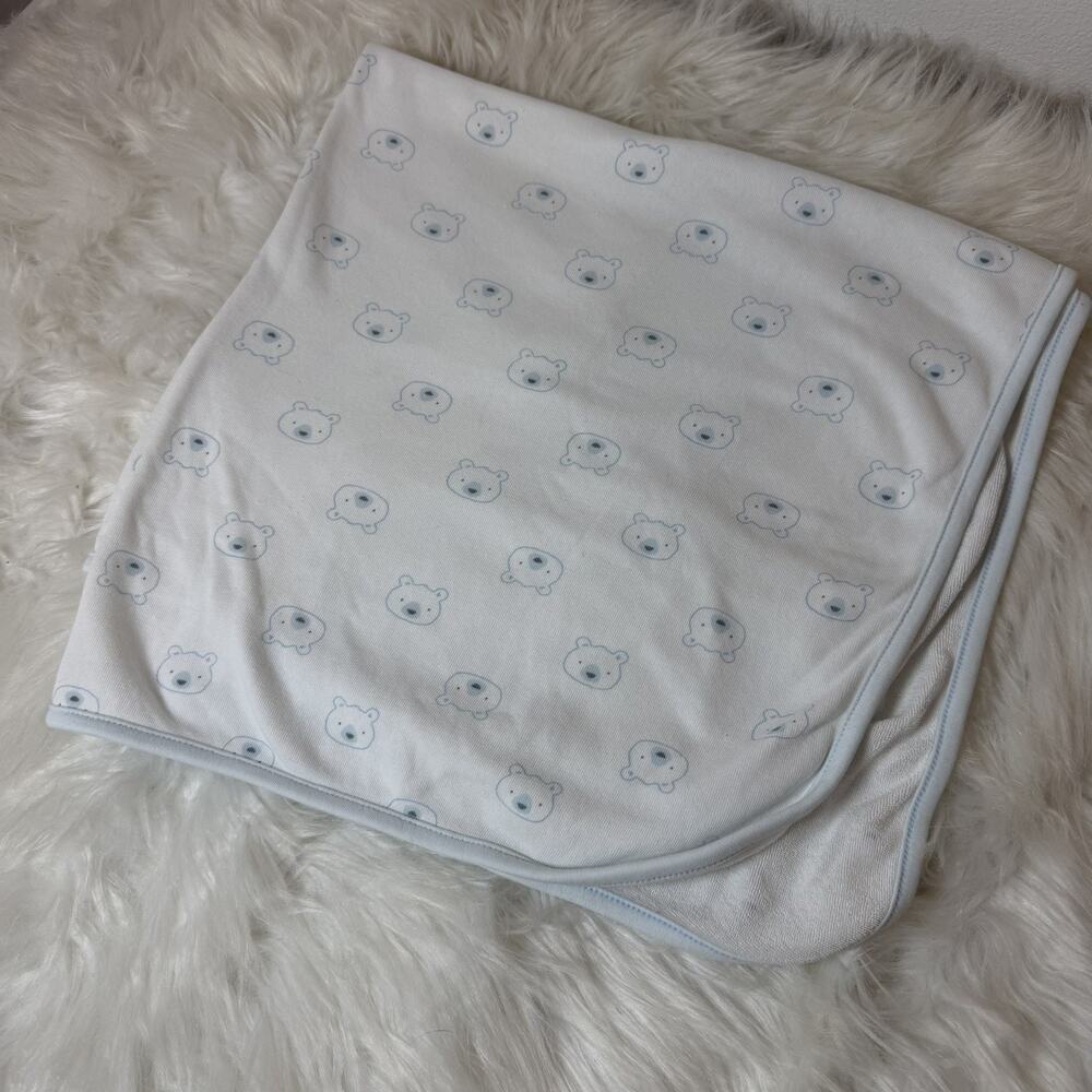 Child of Mine Carters White Blue Polar Bear Baby Blanket Security Cotton